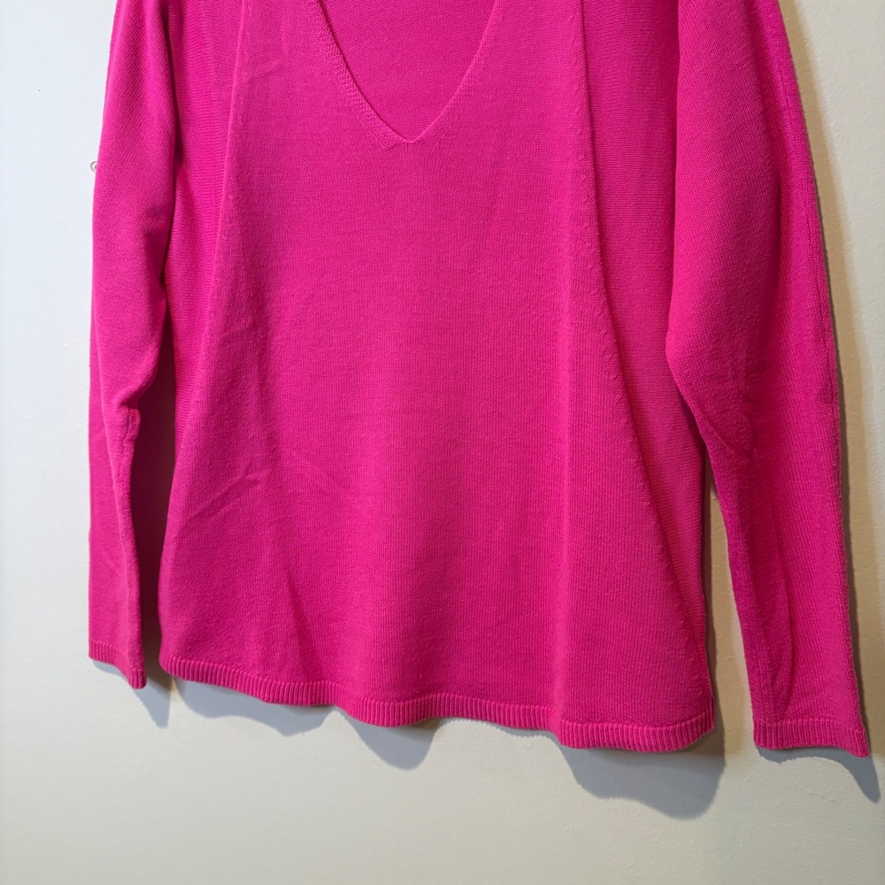 Lilly Pulitzer V Neck Long Sleeve Pullover Sweater Hot Pink Knit Size S - Picture 5 of 9